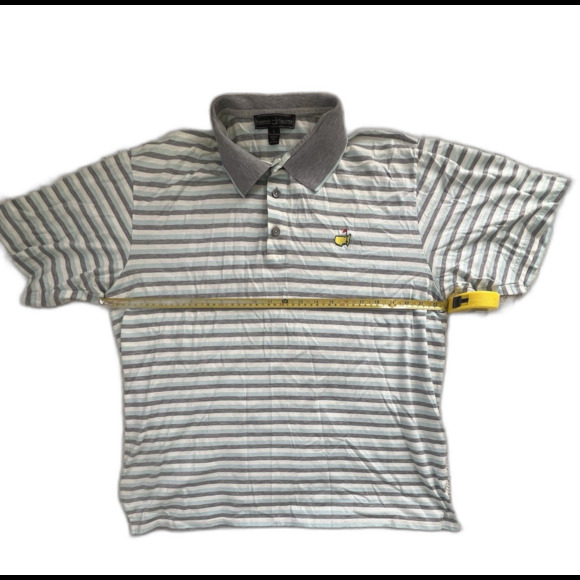 Clubhouse Collection Men's Light Blue Gray White Striped Polo Shirt Size L - Picture 7 of 10